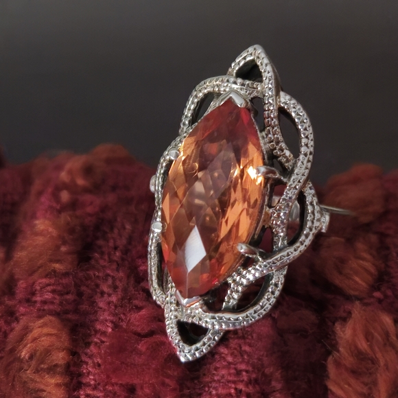 NICKY BUTLER 925 Sterling Silver Honey Quartz 5.9 Carat Marquise Size 7 Ring NWT - Picture 8 of 16